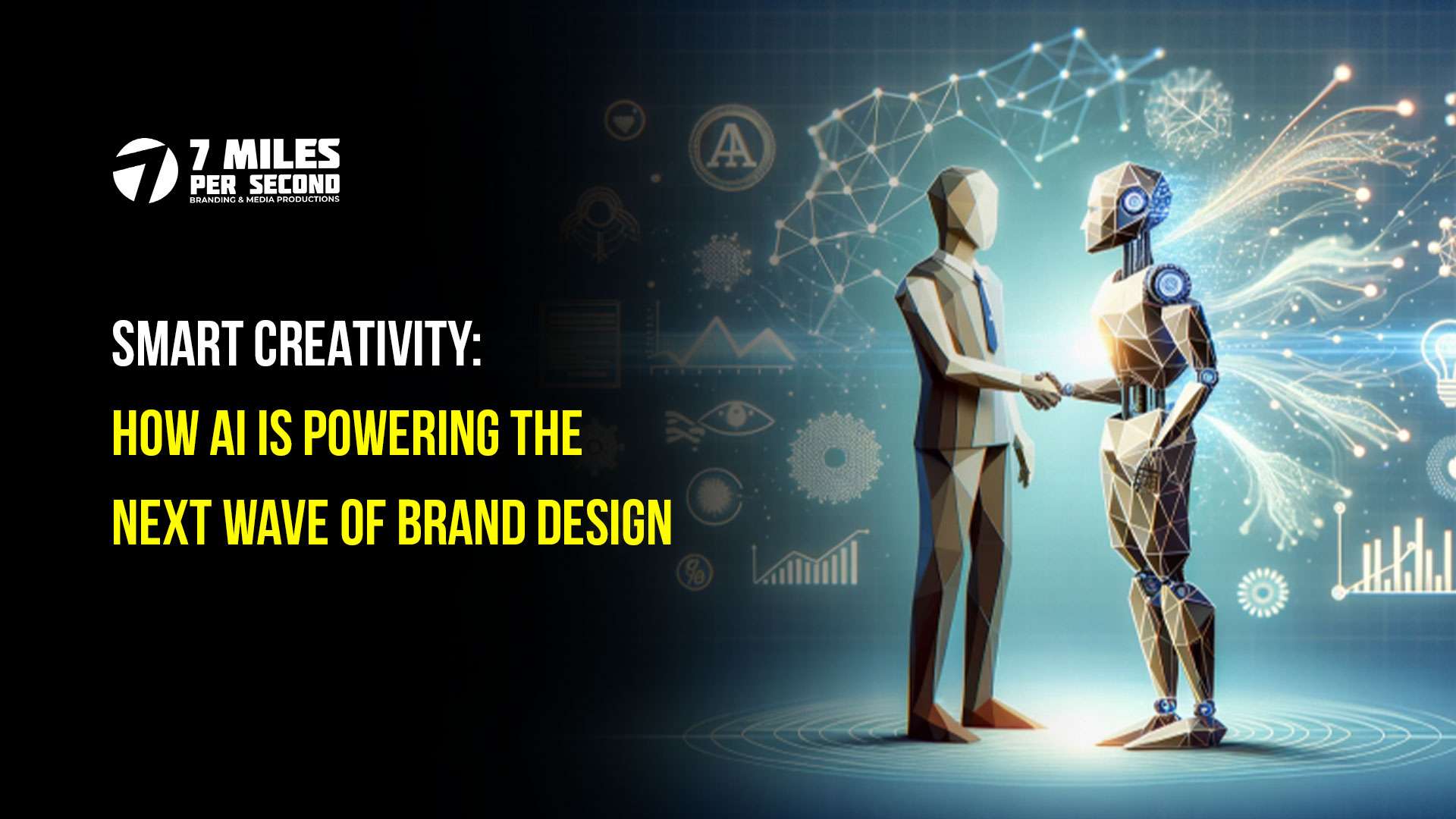 Designer using AI-powered creative tools for brand design in a Chennai studio with futuristic interface screens.